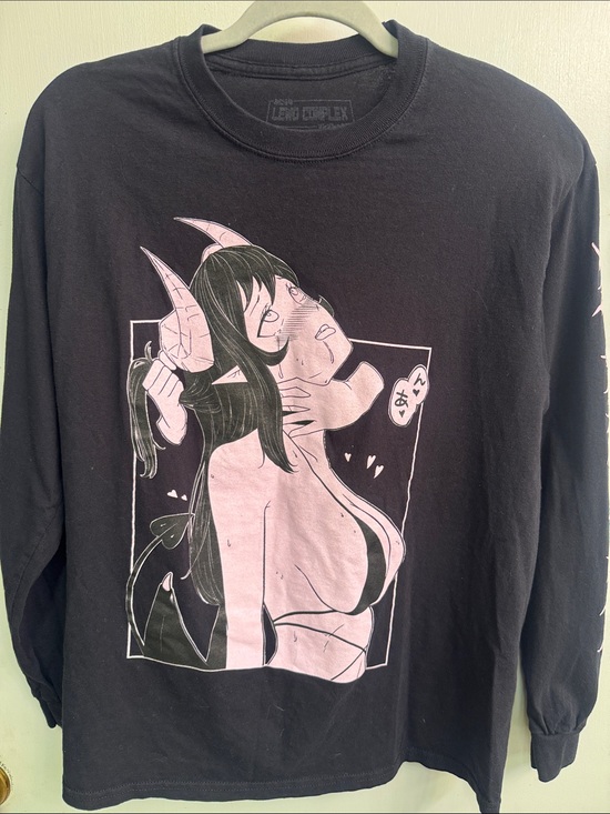 Lewd Complex Other - Lewd Complex Black Graphic Long Sleeve Tee with Pink Anime Art